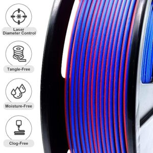 Reprapper 4X 250g Color Pack, Dual Color Filament Coextrusion PLA Filament 1.75mm for 3D Printer & 3D Pen, 4 x 250g Spools Matte Red/Blue, Matte Purple/Green, Silk Red/Blue, Silk Purple/Green