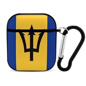 barbados flag case cover compatible with airpods 2 & 1 with cute skin and keychain for men women