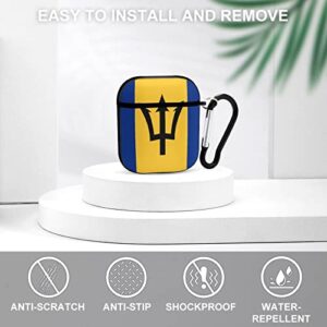 Barbados Flag Case Cover Compatible with AirPods 2 & 1 with Cute Skin and Keychain for Men Women