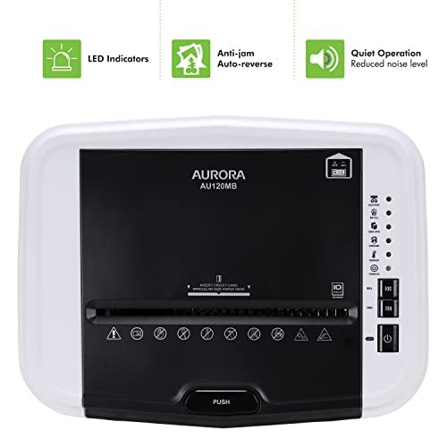 Aurora AU120MB 120-Sheet Auto Feed High Security Micro-Cut Paper Shredder / 30 Minutes (White/Black)