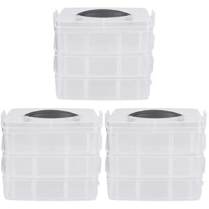 beaupretty 3pcs318 diy embroidery containers white compartment accessories, divider lids small for layers case, bins inch polish- x tapes, organizer stackable tools and handle case