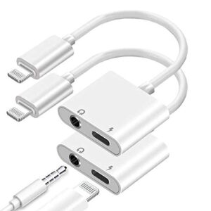 [apple mfi certified] iphone headphone adapter, 2 pack 2 in 1 lightning to 3.5mm aux audio and charge jack adapter splitter dongle for iphone 14 13 12 11 pro max xs xr x 8 7 6 ipad, support ios 16