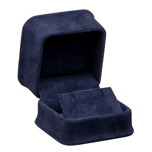 Allure - Rich Suede Navy Blue Luxury Earring Box, Elegant Diamond Earring Case, With Blue Velour Interior, Jewelry Display Gift Box, For Unique Proposal, Engagement Or Wedding.