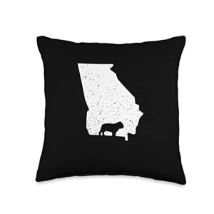 state and dogs designs bulldog georgia dog lover throw pillow, 16x16, multicolor