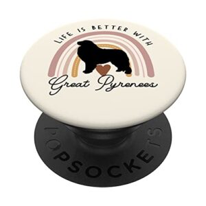 life is better great pyrenees rainbow dog mom popsockets swappable popgrip