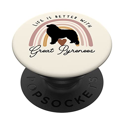 Life is Better Great Pyrenees Rainbow Dog Mom PopSockets Swappable PopGrip