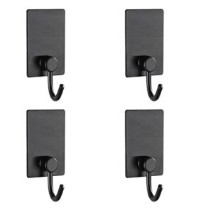 black adhesive wall hooks 4 pack,howmax no damage hanging self adhesive hooks for hanging coats,hats,towels, robes,keys,clothes for home,office, kitchen,bathroom,apartment,dorm room (4, matte black)