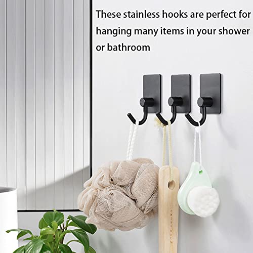 Black Adhesive Wall Hooks 4 Pack,HOWMAX No Damage Hanging Self Adhesive Hooks for Hanging Coats,Hats,Towels, Robes,Keys,Clothes for Home,Office, Kitchen,Bathroom,Apartment,Dorm Room (4, Matte Black)