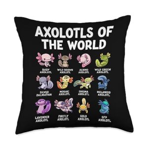 goshwow shirt world kawaii types of axolotl throw pillow, 18x18, multicolor