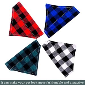 PET SHOW 4pcs Plaid Small Dog Bandanas for Collars Slip Over Cat Collar Boy Girl Puppies Bandanas Slide on Pets Collar Attachment Grooming Costumes Accessories