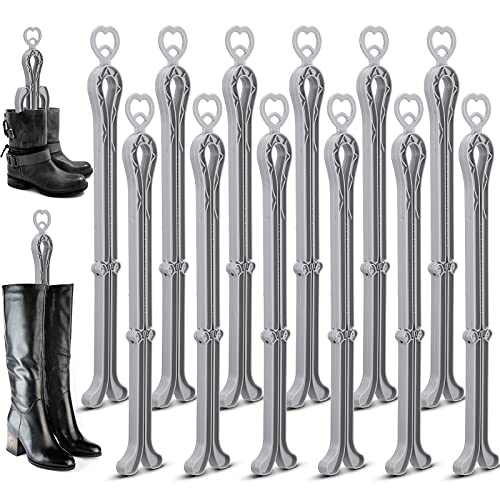 Nuenen 12 Pack Folding Boot Shaper Stands Tall Boots Shaper Boot Inserts Shape Holders for Women Boot Stand Up Inserts for Men Home Hanging, 13 x 4 Inch, Gray