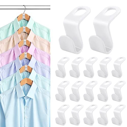 100 PCS Hanger Connector Hooks, Hangers Space Saving, Hanger Hooks, Hanger Clips for Plastic Hangers(White)