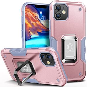 hoomil case for iphone 11 with stand, military-grade protection shockproof cover - rose gold