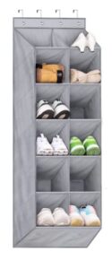 sleeping lamb hanging shoe organizer for closet, over the door shoe rack fit narrow door for 12 pairs sneakers, boots, grey