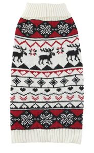 white red ugly vintage knit reindeer holiday festive christmas clothes sweater for dogs medium m size back length 14"