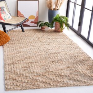 safavieh natural fiber collection area rug - 5' x 8', natural & ivory, handmade farmhouse jute, ideal for high traffic areas in living room, bedroom (nf750b)
