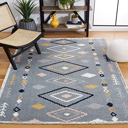 Safavieh Marrakech Collection Area Rug - 9' x 12', Grey & Multi, Moroccan Boho Tribal Rustic Design, Non-Shedding & Easy Care, Ideal for High Traffic Areas in Living Room, Bedroom (MRK604N)