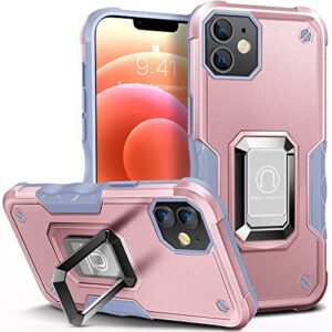 hoomil case for iphone 12/12 pro with stand, military-grade protection shockproof cover - rose gold