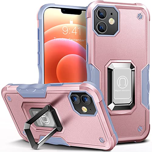 HOOMIL Case for iPhone 12/12 Pro with Stand, Military-Grade Protection Shockproof Cover - Rose Gold