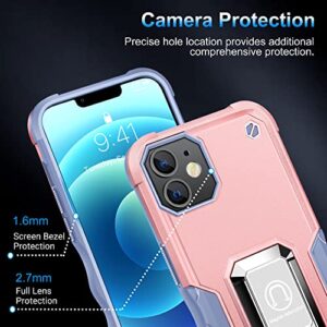 HOOMIL Case for iPhone 12/12 Pro with Stand, Military-Grade Protection Shockproof Cover - Rose Gold