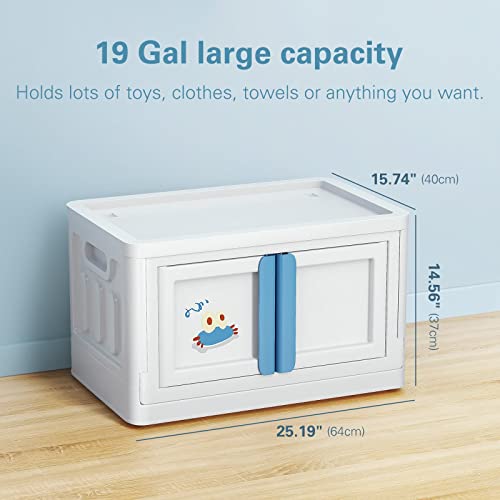 Zarler 2 Pack 19 Gal X-Large Collapsible Storage Bins, Folding Storage Bin Plastic Closet Organizers and Storage for Office Classroom Home