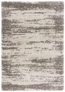 safavieh hudson shag collection accent rug - 2' x 3', ivory & grey, abstract design, non-shedding & easy care, 2-inch thick ideal for high traffic areas in entryway, living room, bedroom (sgh203a)