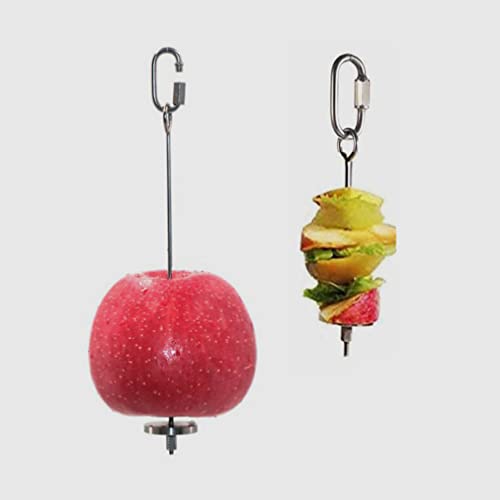 PATKAW 3Pcs Bird Food Holder Bird Skewer Stainless Steel Parrot Fruit Vegetable Stick Holder Small Feeder for Bird Parrot