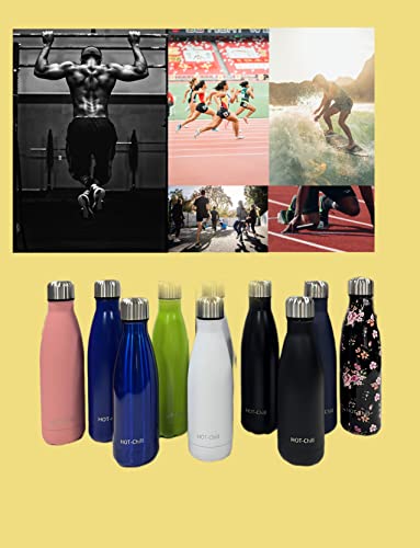 HOT-Chill Sports Water Bottle 16 oz Leak-Proof No Sweating BPA Free Reusable Vacuum Insulated Stainless Steel Water Bottles Double walled Coffee Thermos for women and Men Workout buddy.