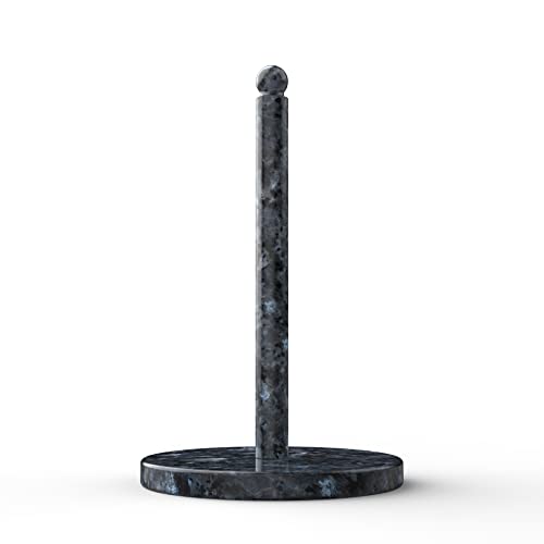 Koville Luxury Norwegian Granite Paper Towel Holder Countertop, Stone Rod Paper Towel Holder Stand for Kitchen Organization/Storage, Fit for Standard or Jumbo-Sized Rolls(Blue Pearl)