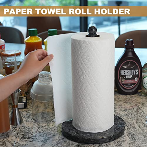 Koville Luxury Norwegian Granite Paper Towel Holder Countertop, Stone Rod Paper Towel Holder Stand for Kitchen Organization/Storage, Fit for Standard or Jumbo-Sized Rolls(Blue Pearl)