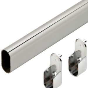 Oval Closet Rod with End Supports (CHROME - 30 inch)