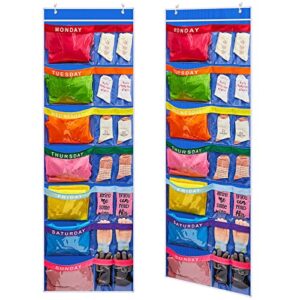 2 pcs daily activity kids clothes organizer rainbow weekly hanging closet portable kids clothes storage prepare and organize a week’s worth of your children's clothing organizer for room (blue)
