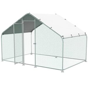 unovivy large metal chicken coop, walk-in poultry cage chicken run pen dog kennel duck house rabbits habitat cage spire shaped coops and secure lock for outside, backyard and farm(10'lx6.6'w x6.56'h)
