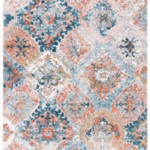 Safavieh Shivan Collection Area Rug - 9' x 12', Blue & Rose, Vintage Design, Non-Shedding & Easy Care, Ideal for High Traffic Areas in Living Room, Bedroom (SHV787M)