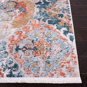 Safavieh Shivan Collection Area Rug - 9' x 12', Blue & Rose, Vintage Design, Non-Shedding & Easy Care, Ideal for High Traffic Areas in Living Room, Bedroom (SHV787M)