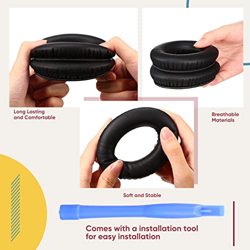 LEIFIDE 7 Pcs Replacement Earpads Cushions Headband Pad Set, Ear Pads Headband Cushion with Repair Parts Compatible with Bose/QC35/QC25, Black