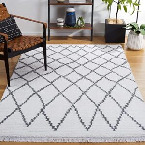 safavieh augustine collection area rug - 8' x 10', ivory & grey, moroccan boho trellis fringe design, non-shedding & easy care, ideal for high traffic areas in living room, bedroom (agt850f)