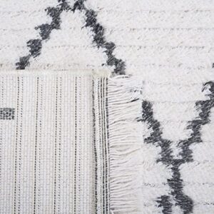 Safavieh Augustine Collection Area Rug - 8' x 10', Ivory & Grey, Moroccan Boho Trellis Fringe Design, Non-Shedding & Easy Care, Ideal for High Traffic Areas in Living Room, Bedroom (AGT850F)
