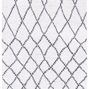 Safavieh Augustine Collection Area Rug - 8' x 10', Ivory & Grey, Moroccan Boho Trellis Fringe Design, Non-Shedding & Easy Care, Ideal for High Traffic Areas in Living Room, Bedroom (AGT850F)