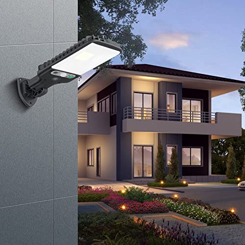 Qiopertar Solar Street Light IP65 Waterproof Outdoor Solar Powered Street Lights Dusk to Da-wn with Motion Sensor LED Security Flo-od Light for Parking Lo Drive-Way Square Yard Garden