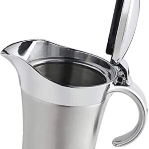 16Oz Stainless Steel Double Insulated Gravy Boat/Sauce Jug - with Hinged Lid