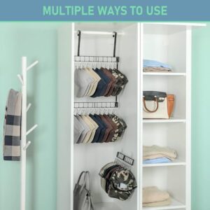 Hat Organizer for Baseball Caps with 30 Clips, 3 in 1 Combinable and Detachable Cap Holder Organizer, Hat Rack for Door & Closet Organizer & Wall Hanger, Metal Hats Storage for Men, Boy, Women