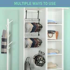 Hat Organizer for Baseball Caps with 30 Clips, 3 in 1 Combinable and Detachable Cap Holder Organizer, Hat Rack for Door & Closet Organizer & Wall Hanger, Metal Hats Storage for Men, Boy, Women