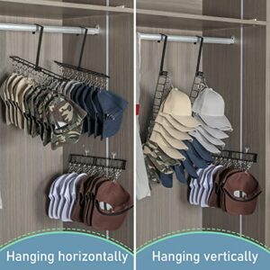 Hat Organizer for Baseball Caps with 30 Clips, 3 in 1 Combinable and Detachable Cap Holder Organizer, Hat Rack for Door & Closet Organizer & Wall Hanger, Metal Hats Storage for Men, Boy, Women