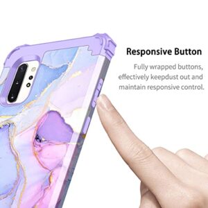 Hekodonk Galaxy Note 10 Plus Case - Heavy Duty Shockproof Protection, Hard Plastic & Silicone Rubber Hybrid, Purple Marble