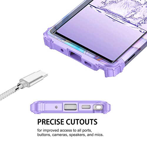 Hekodonk Galaxy Note 10 Plus Case - Heavy Duty Shockproof Protection, Hard Plastic & Silicone Rubber Hybrid, Purple Marble