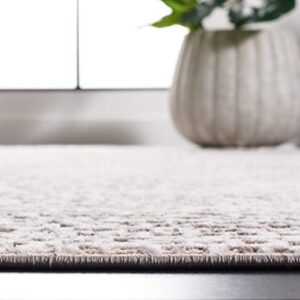 SAFAVIEH Amelia Collection 6'7" Square Beige/Grey ALA254B Modern Abstract Non-Shedding Area Rug