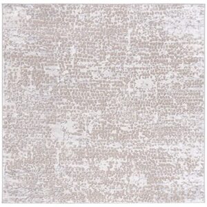 SAFAVIEH Amelia Collection 6'7" Square Beige/Grey ALA254B Modern Abstract Non-Shedding Area Rug