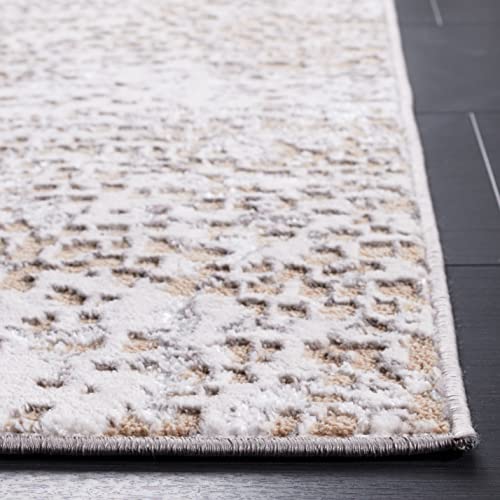 SAFAVIEH Amelia Collection 6'7" Square Beige/Grey ALA254B Modern Abstract Non-Shedding Area Rug