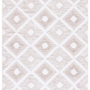 Safavieh Augustine Collection Area Rug - 6'4" x 9'6", Ivory & Beige, Moroccan Trellis Boho Rustic Fringe, Non-Shedding & Easy Care, Ideal for High Traffic Areas in Living Room, Bedroom (AGT730A)